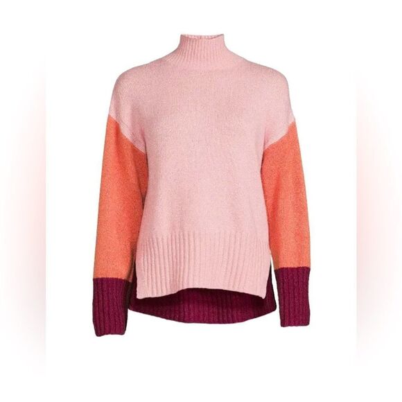 Time and Tru Sweaters - Time and Tru Women's Color Blocked Pink Mock Neck Sweater Size XXL (20) 8 380